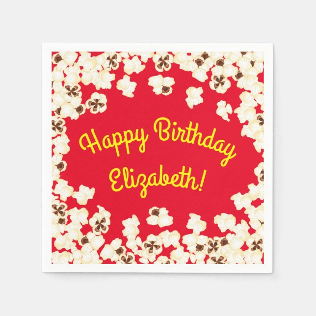 Popcorn Birthday Party Movie Theater Napkins (Front)