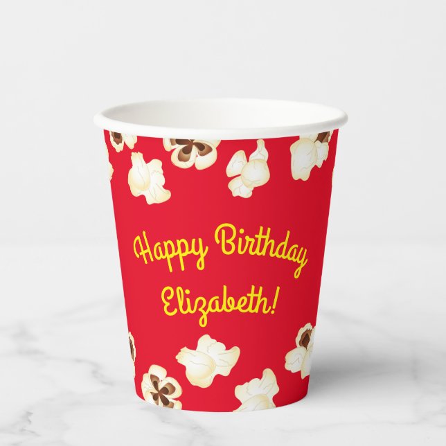 Popcorn Birthday Party Movie Theater Paper Cups (Front)