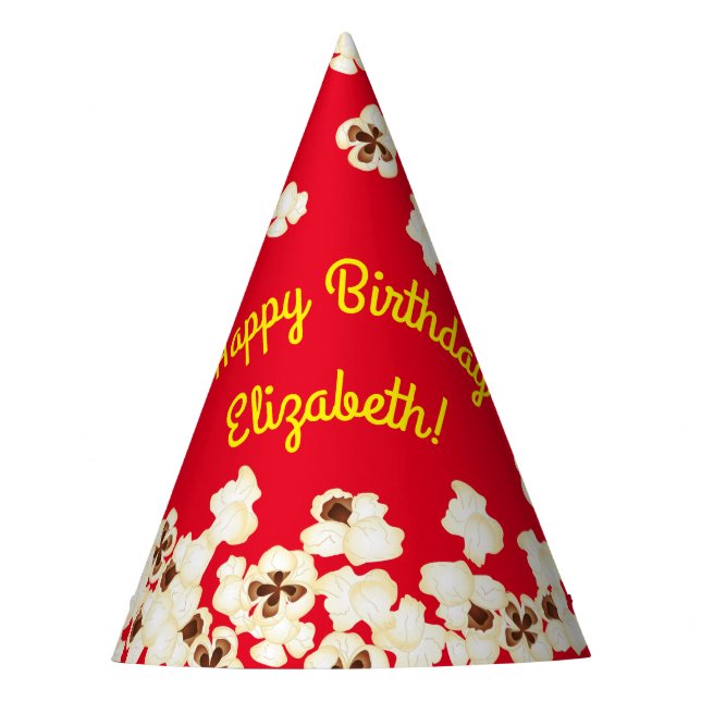 Popcorn Birthday Party Movie Theater Party Hat (Front)