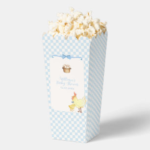 Popcorn Blue Gingham Little Chick Boy Baby Shower Favor Boxes