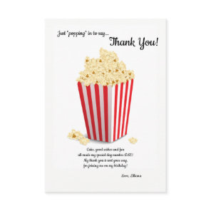 Popcorn Box Thank You Note Invitation