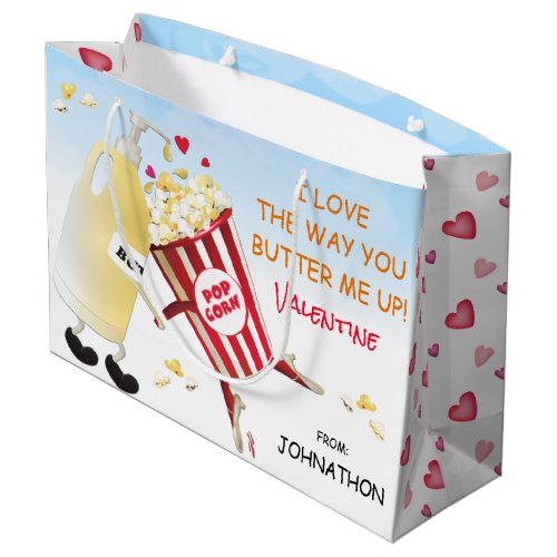 Popcorn Butter Funny Pun Couple Valentine Large Gift Bag