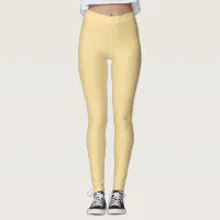 Popcorn Butter Yellow Solid Color Print Leggings