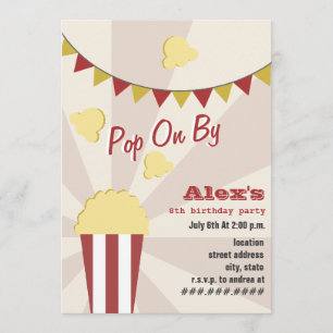 Popcorn Carnival Birthday Party Invitation