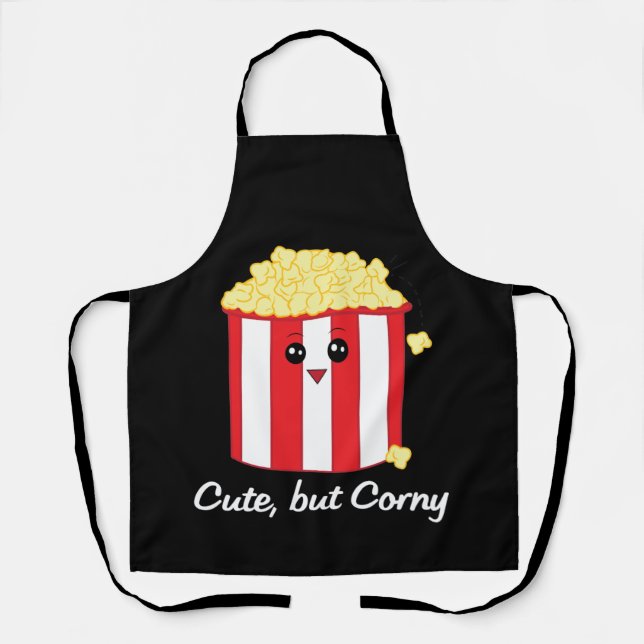 Popcorn Cartoon Cute but Corny Apron (Front)
