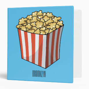 Popcorn cartoon illustration 3 ring binder