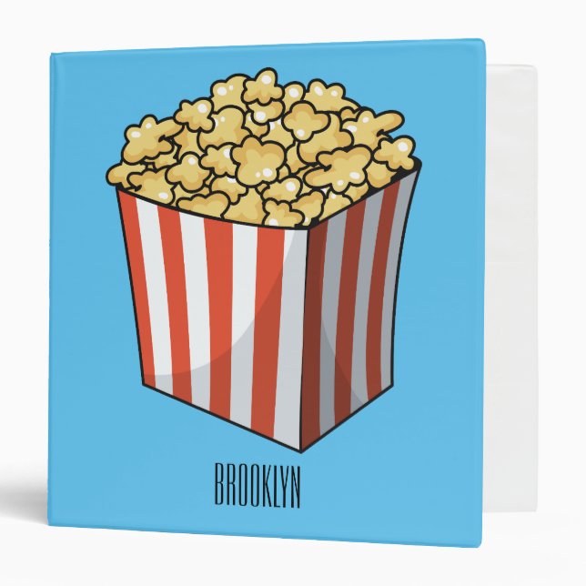 Popcorn cartoon illustration  3 ring binder (Front/Inside)
