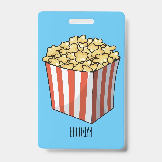 Popcorn cartoon illustration  badge (Front)