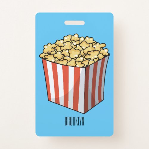 Popcorn cartoon illustration  badge