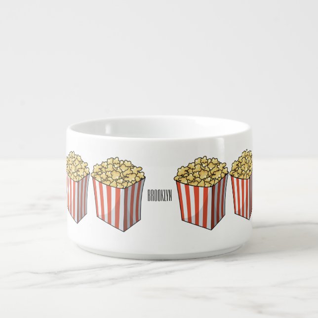 Popcorn cartoon illustration  bowl (Center)