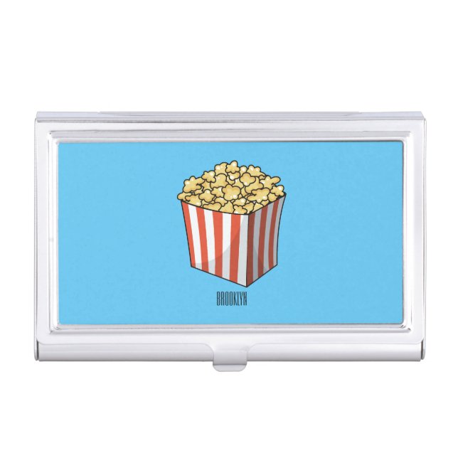 Popcorn cartoon illustration  business card case (Front)