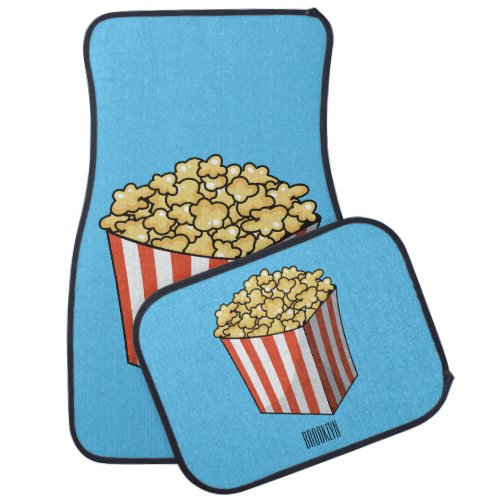 Popcorn cartoon illustration  car floor mat