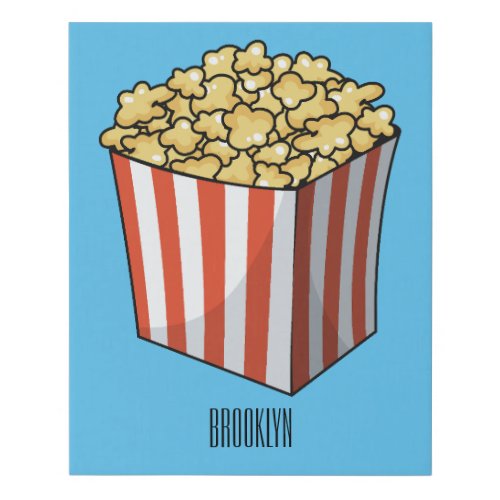 Popcorn cartoon illustration  faux canvas print