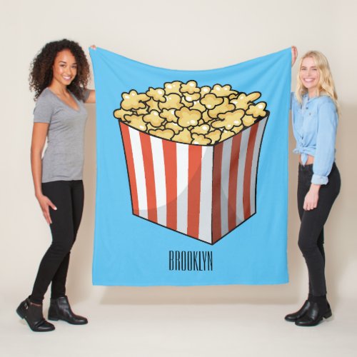 Popcorn cartoon illustration  fleece blanket