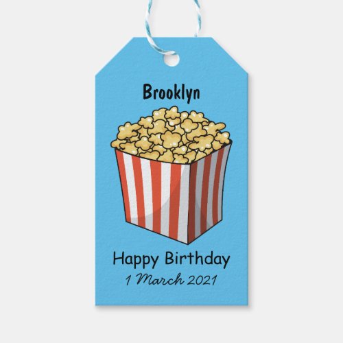 Popcorn cartoon illustration gift tags