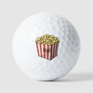 Popcorn cartoon illustration golf balls
