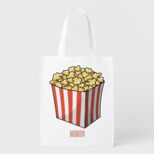 Popcorn cartoon illustration  grocery bag