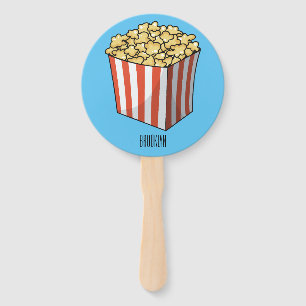 Popcorn cartoon illustration hand fan