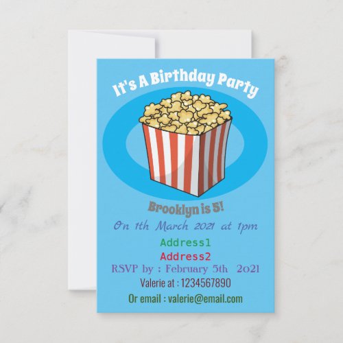 Popcorn cartoon illustration invitation