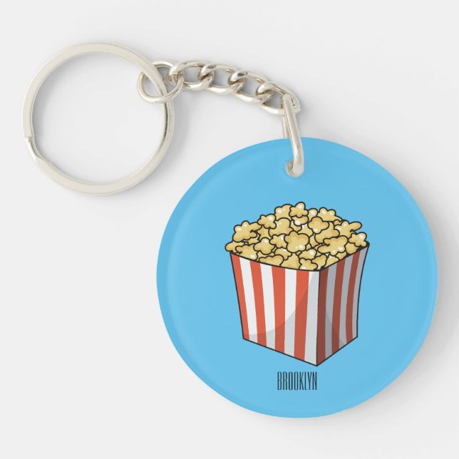 Popcorn cartoon illustration  keychain (Front)