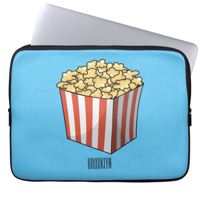 Popcorn cartoon illustration  laptop sleeve (Front)