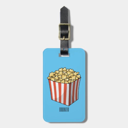 Popcorn cartoon illustration  luggage tag