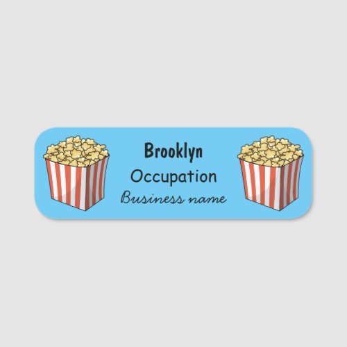 Popcorn cartoon illustration name tag