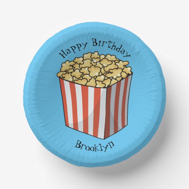 Popcorn cartoon illustration  paper bowls (Front)