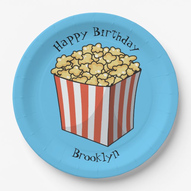 Popcorn cartoon illustration  paper plates (Front)