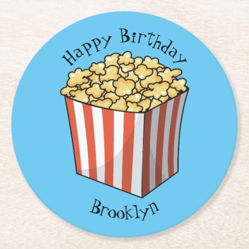 Popcorn cartoon illustration  round paper coaster