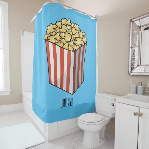 Popcorn cartoon illustration  shower curtain