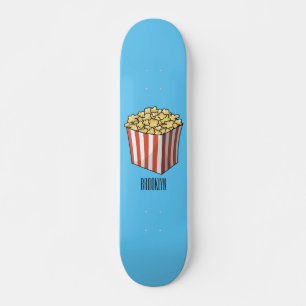 Popcorn cartoon illustration skateboard
