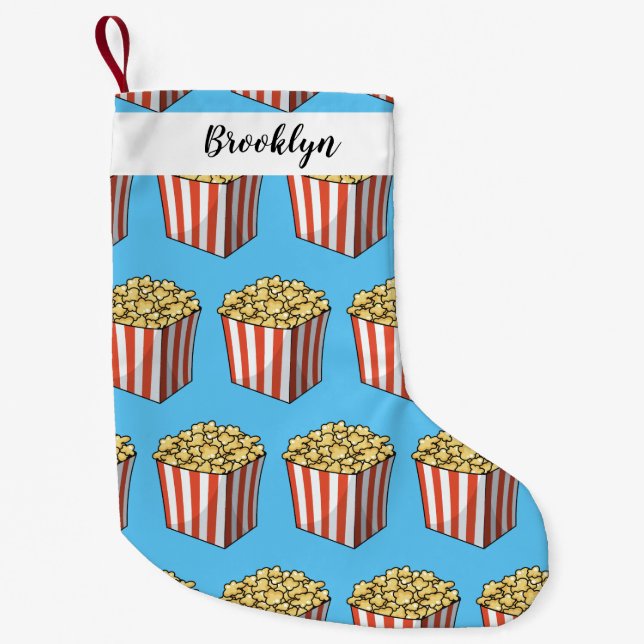 Popcorn cartoon illustration small christmas stocking (Front)