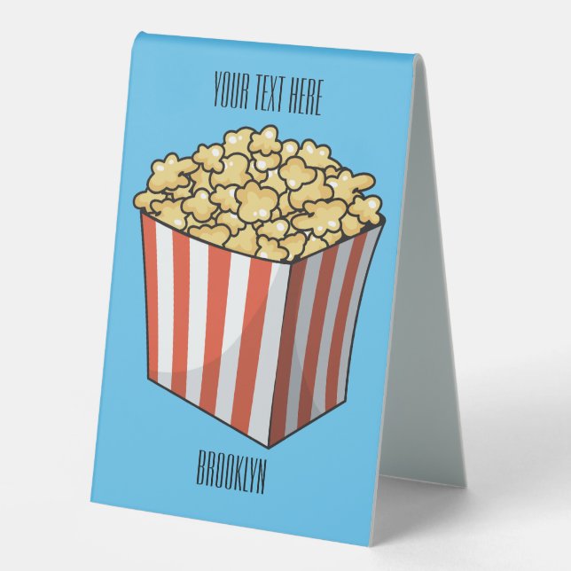 Popcorn cartoon illustration  table tent (Front)