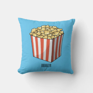 Popcorn cartoon illustration throw pillow