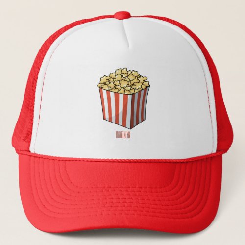 Popcorn cartoon illustration  trucker hat