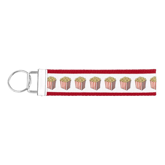 Popcorn cartoon illustration  wrist keychain (Keys on Left)