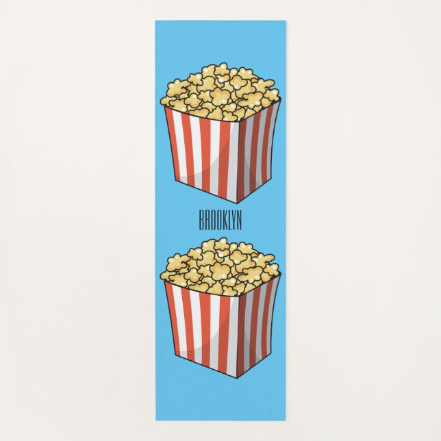 Popcorn cartoon illustration  yoga mat (Front)