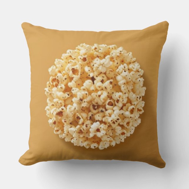 Popcorn Circle in a Brown Background Throw Pillow (Front)