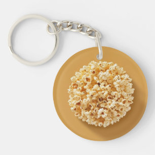 Popcorn Circle with a Brown Background Keychain
