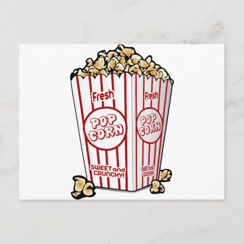 popcorn corn snack food movie night fun postcard