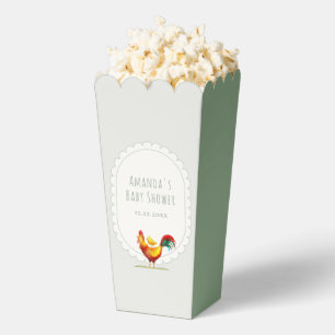 Popcorn Cottagecore Rooster Chick Baby Shower Favor Boxes