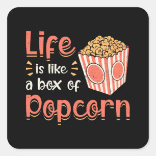 Popcorn Day Cinema Snack Movie Pop Film Gift Idea Square Sticker