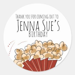 Popcorn Doodle Movie Outdoor Party Birthday Classic Round Sticker