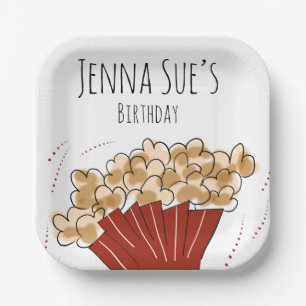 Popcorn Doodle Movie Outdoor Party Birthday Paper Plates