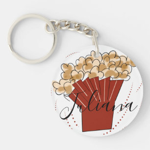 Popcorn Doodle Script Name Keychain