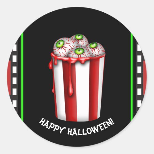 Popcorn Eyeball Halloween Fright Night Party Favor Classic Round Sticker