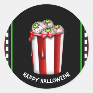 Popcorn Eyeball Halloween Fright Night Party Favor Classic Round Sticker