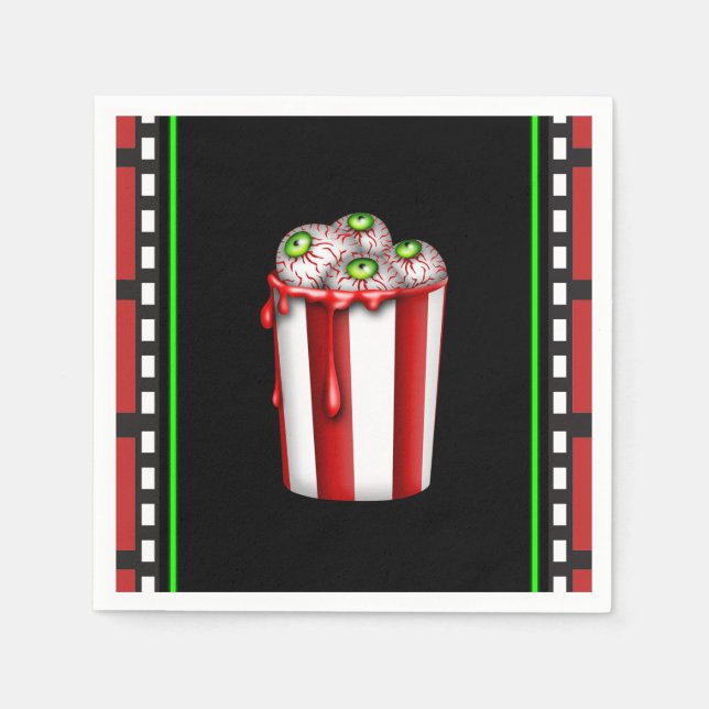 Popcorn Eyeball Halloween Fright Night Party Favor Paper Napkins (Front)