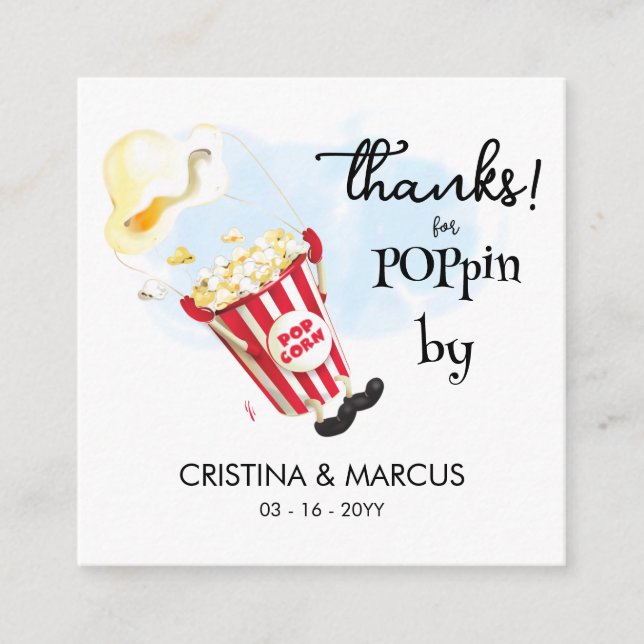  Popcorn Favor Card Thanks for Poppin By (Front)